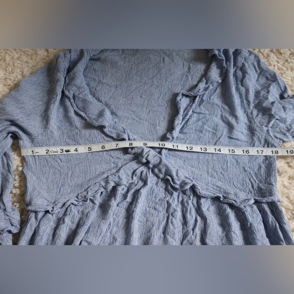 Blue American Eagle Ruffle Top with Bell Sleeves - Picture 8 of 9